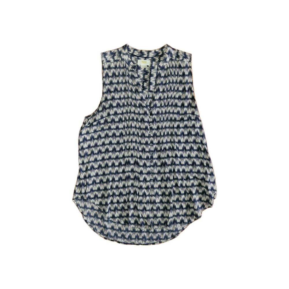 Maeve Anthropologie Women’s Blouse Large Blue Sleeveless Button Front Top Boho